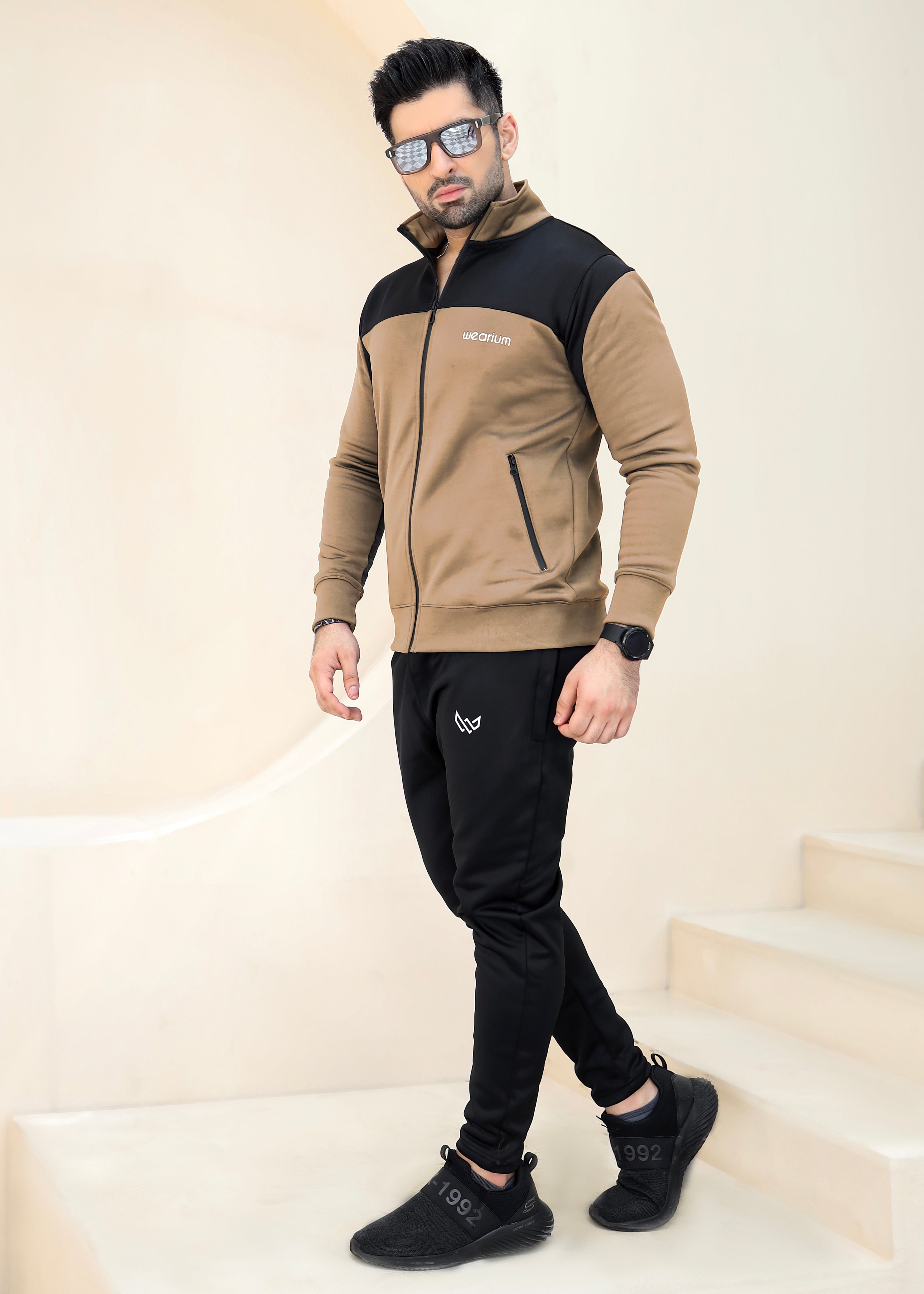 Tan and Black Winter Tracksuit