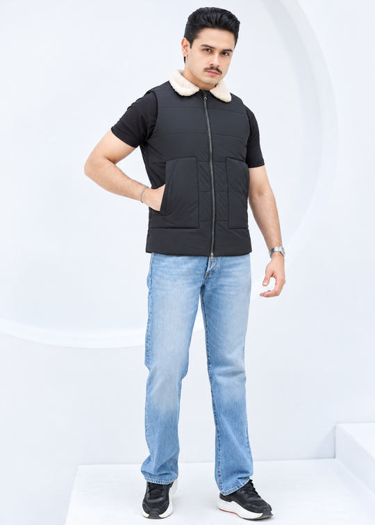 Shearling Collar Classic - Black Vest