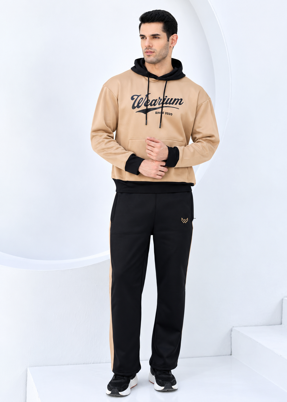 Trademark 3.0 - Tan/Black DropShoulders Winter Tracksuit