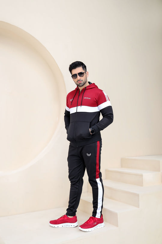 Black and Red Tracksuit - Winter Tracksuit - Wearium