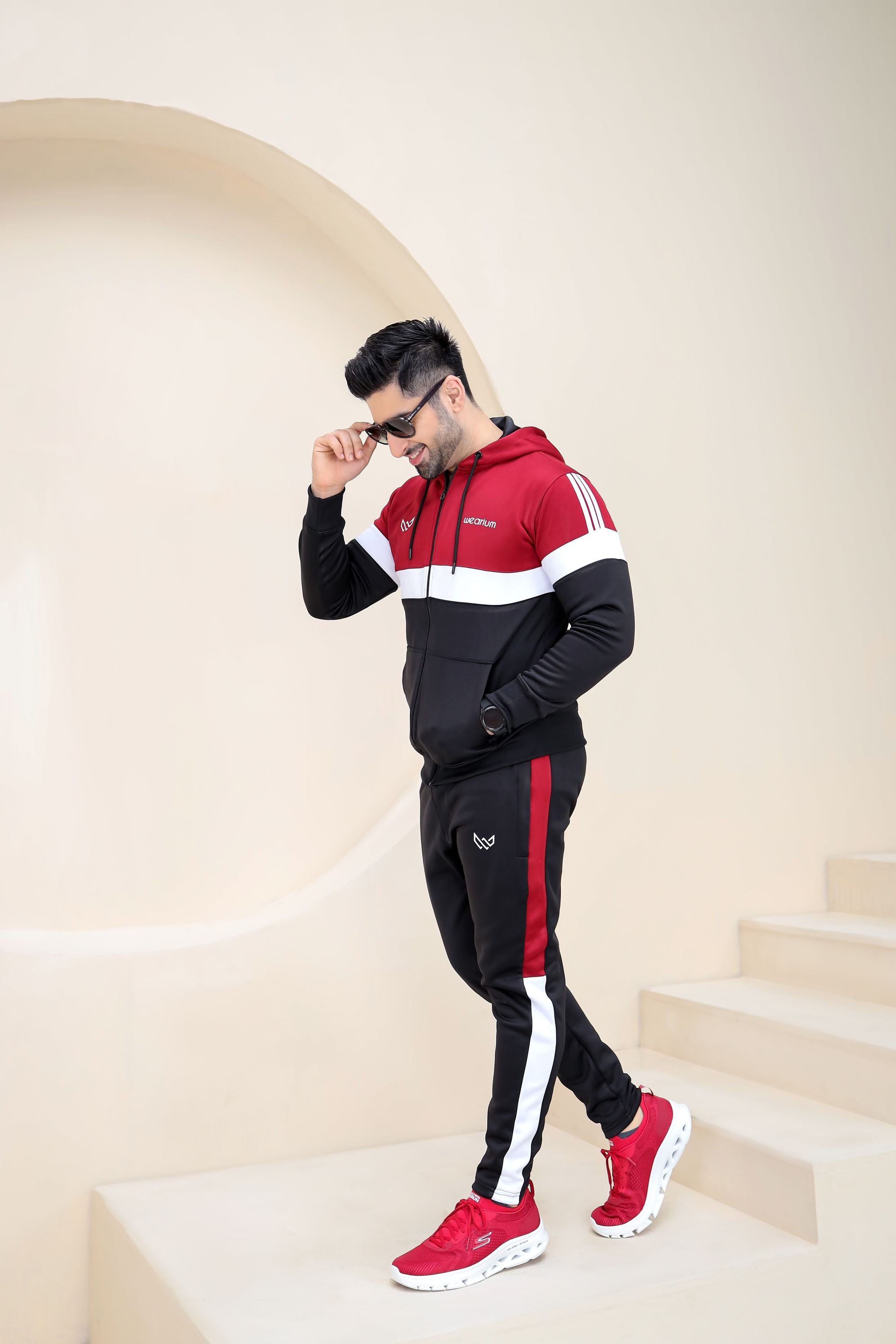 Black and Red Tracksuit Winter Tracksuit Wearium