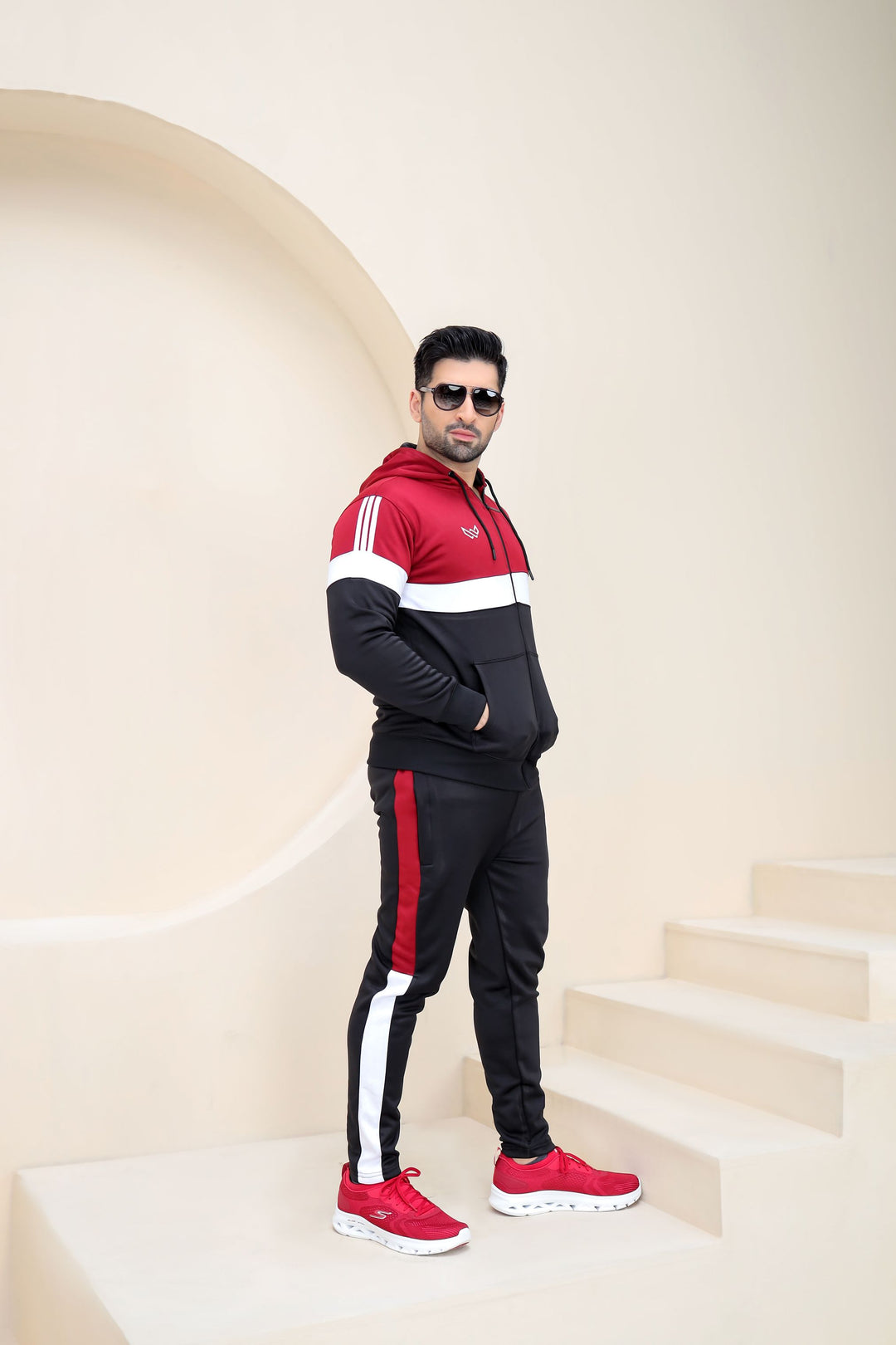 Black and Red Tracksuit - Winter Tracksuit - Wearium