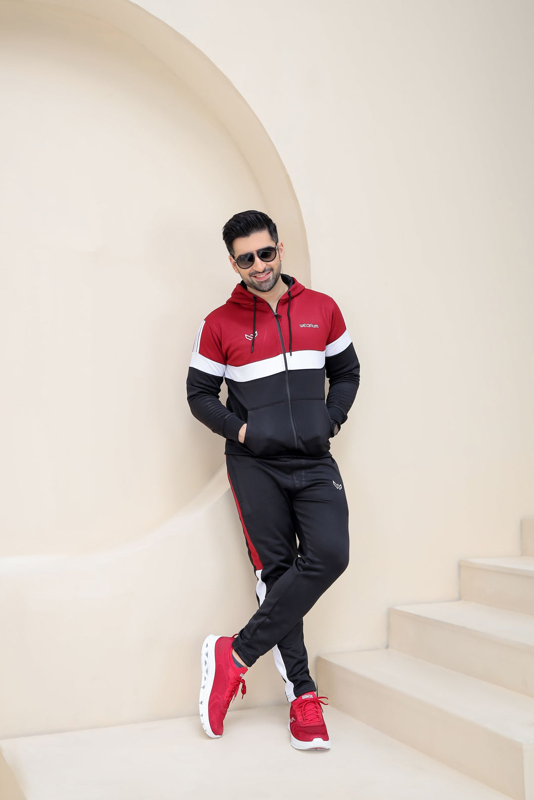 Black and Red Tracksuit - Winter Tracksuit - Wearium