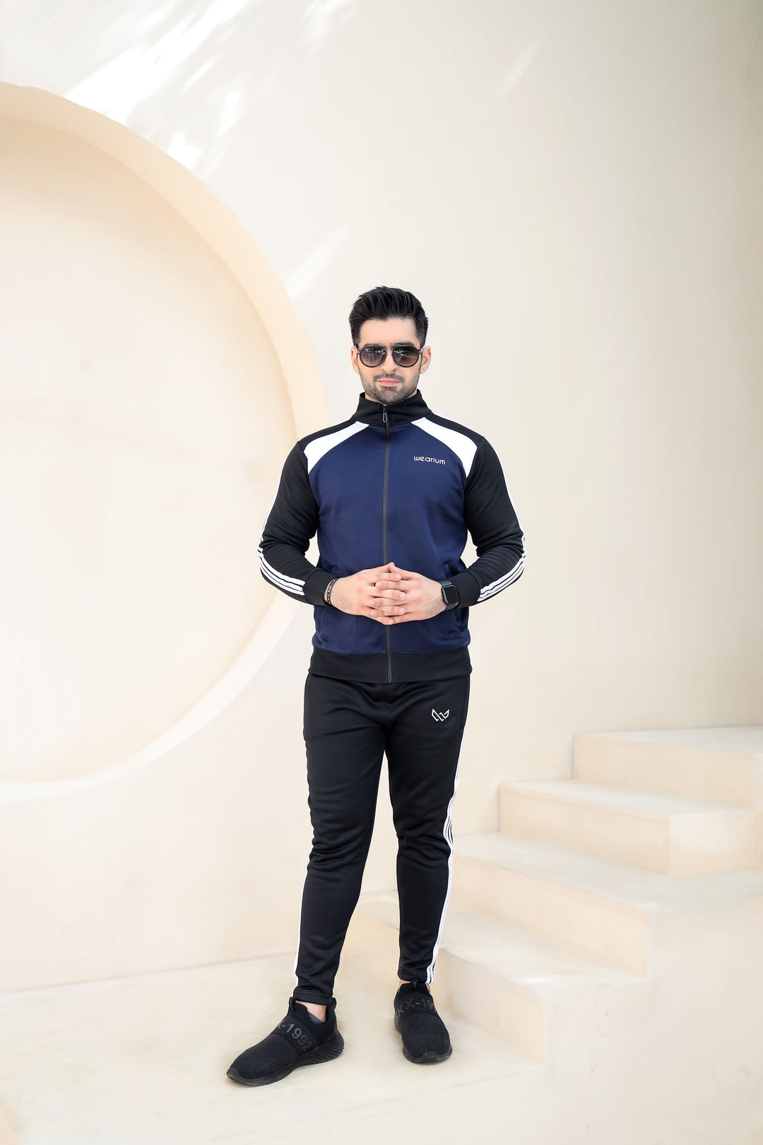 Black and Blue Tracksuit - Winter Tracksuit - Wearium