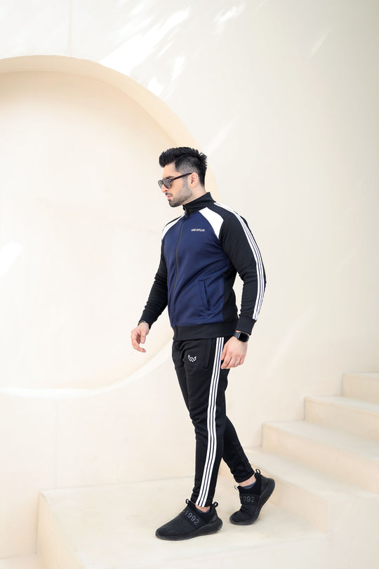 Black and Blue Tracksuit - Winter Tracksuit - Wearium