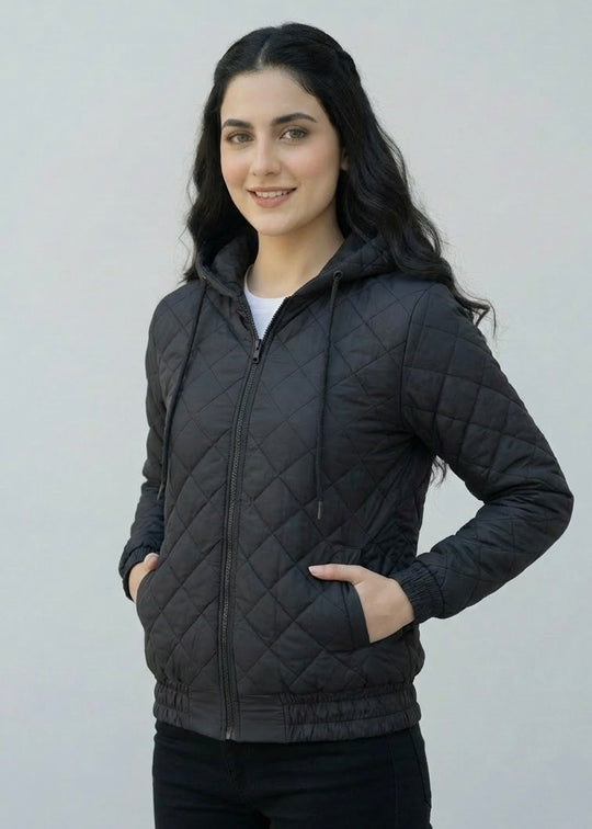 W/Diamond Quilted Jacket - High Value Black