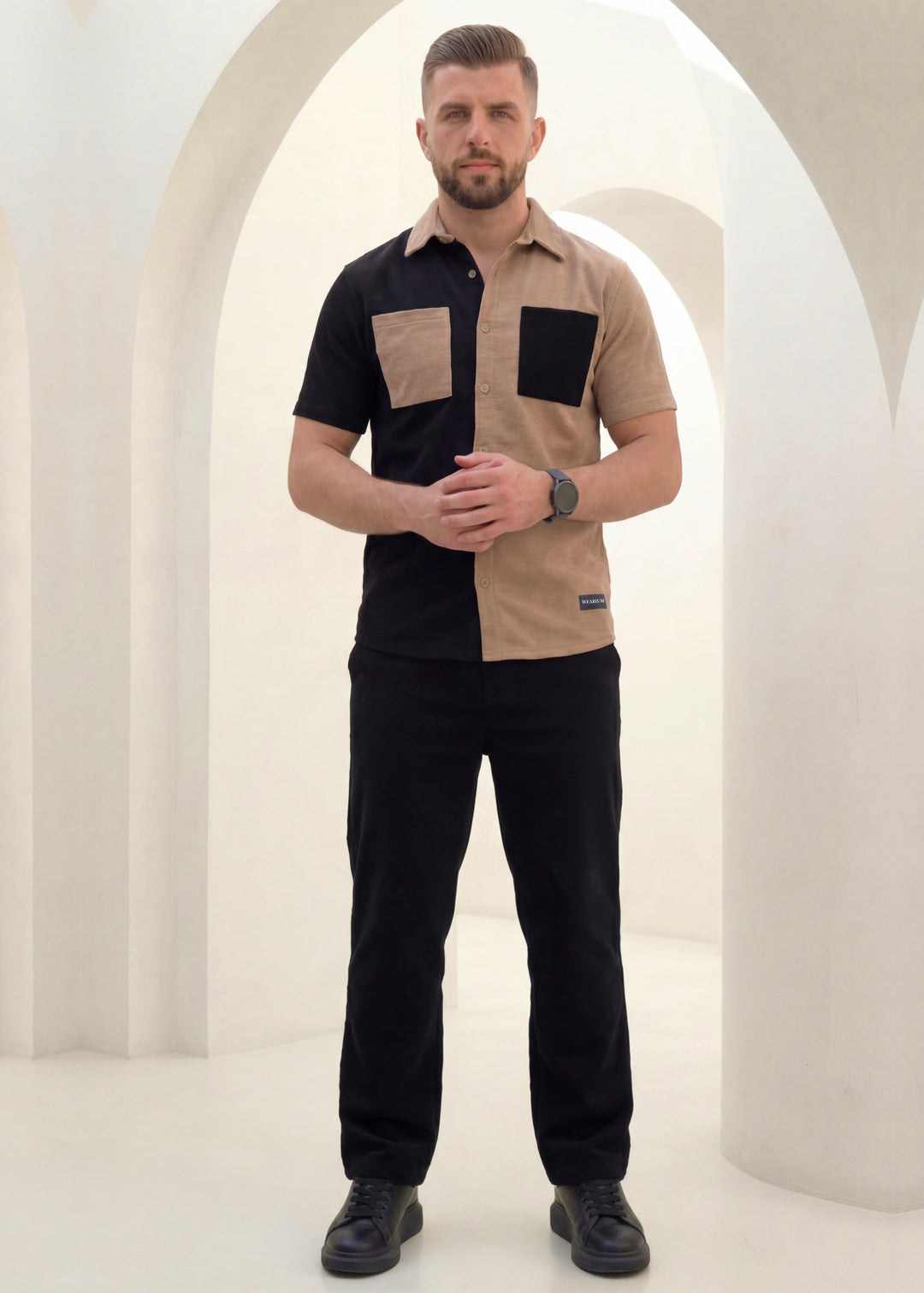 Dune Split - Khaki/Black Premium Safari Suit