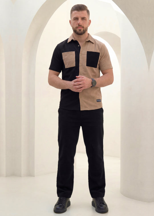 Dune Split - Khaki/Black Premium Safari Suit