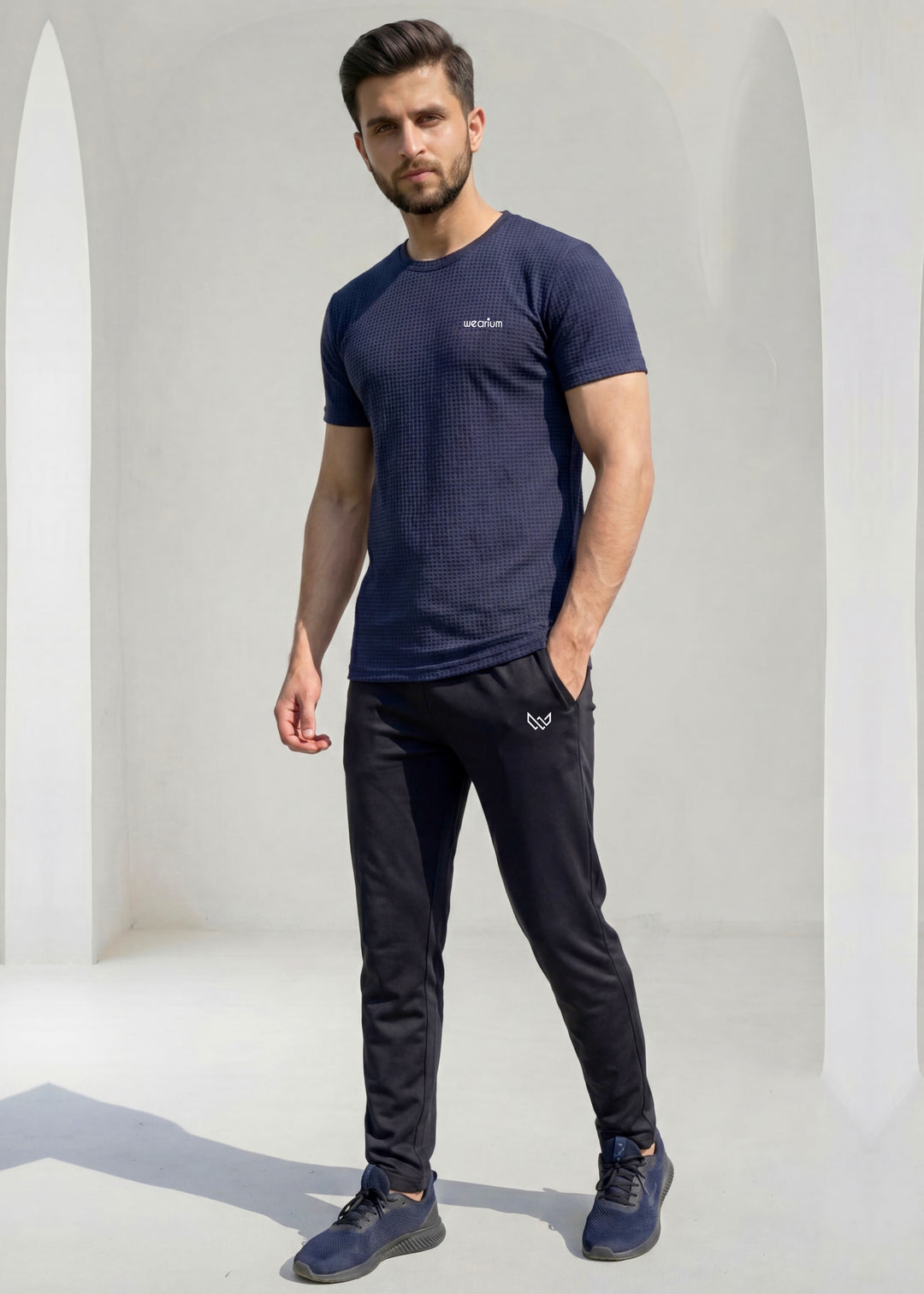 Grid Knit Navy - Premium Tracksuit