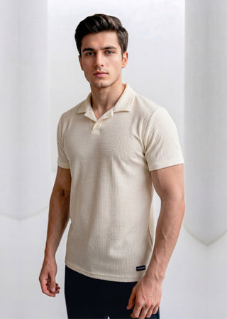 Imported Waffle Weave - Beige Polo