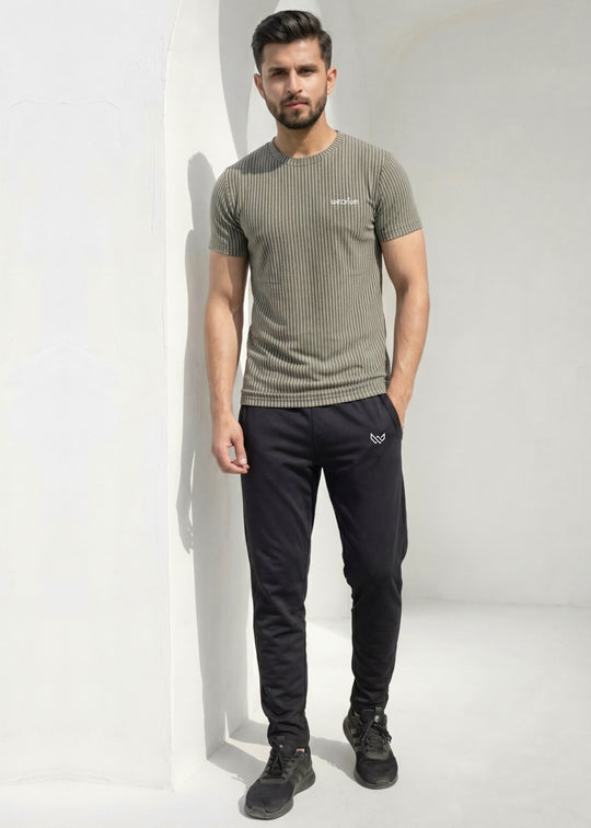 Imported Rib‑Line Stretch - Pale Green Tracksuit