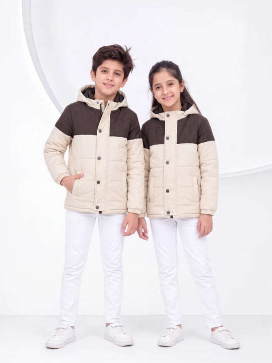 Creme Brown Bomber Jacket - Kids