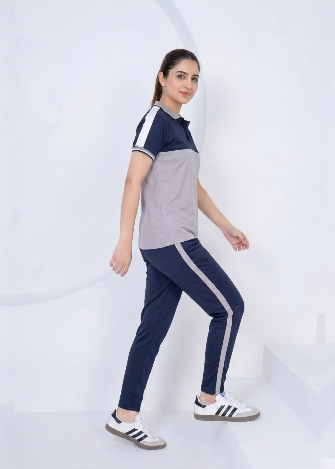 Women's/Silver Navy Ensemble - Dri-Fit Polo Twinset