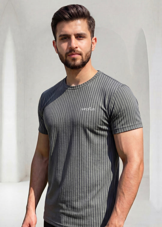 Imported Rib‑Line Stretch - Charcoal Tracksuit