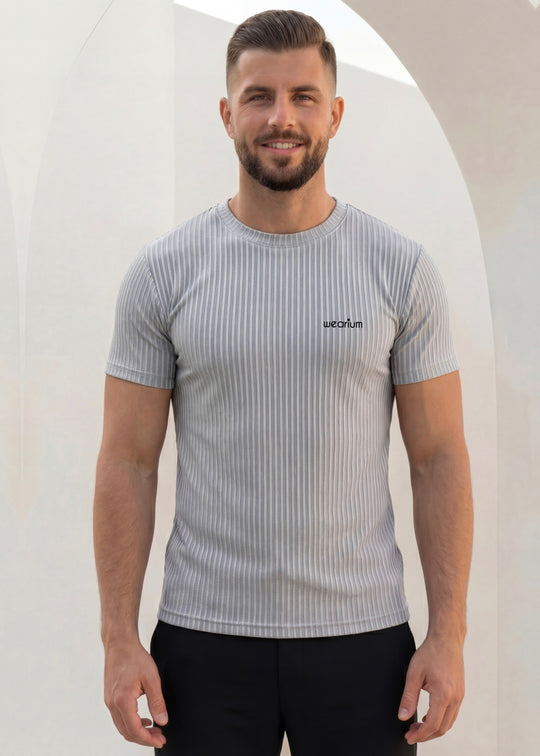 Flex Knitted Rib Tee - Silver Grey