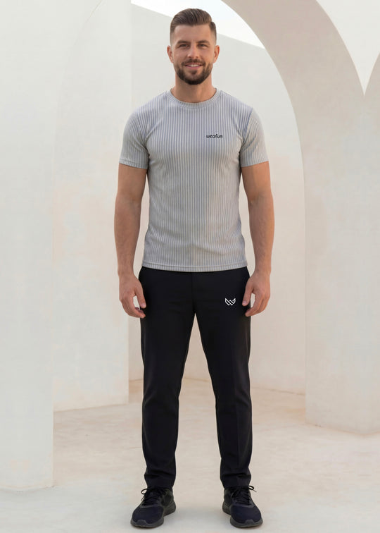 Flex Knitted Rib Tee - Silver Grey