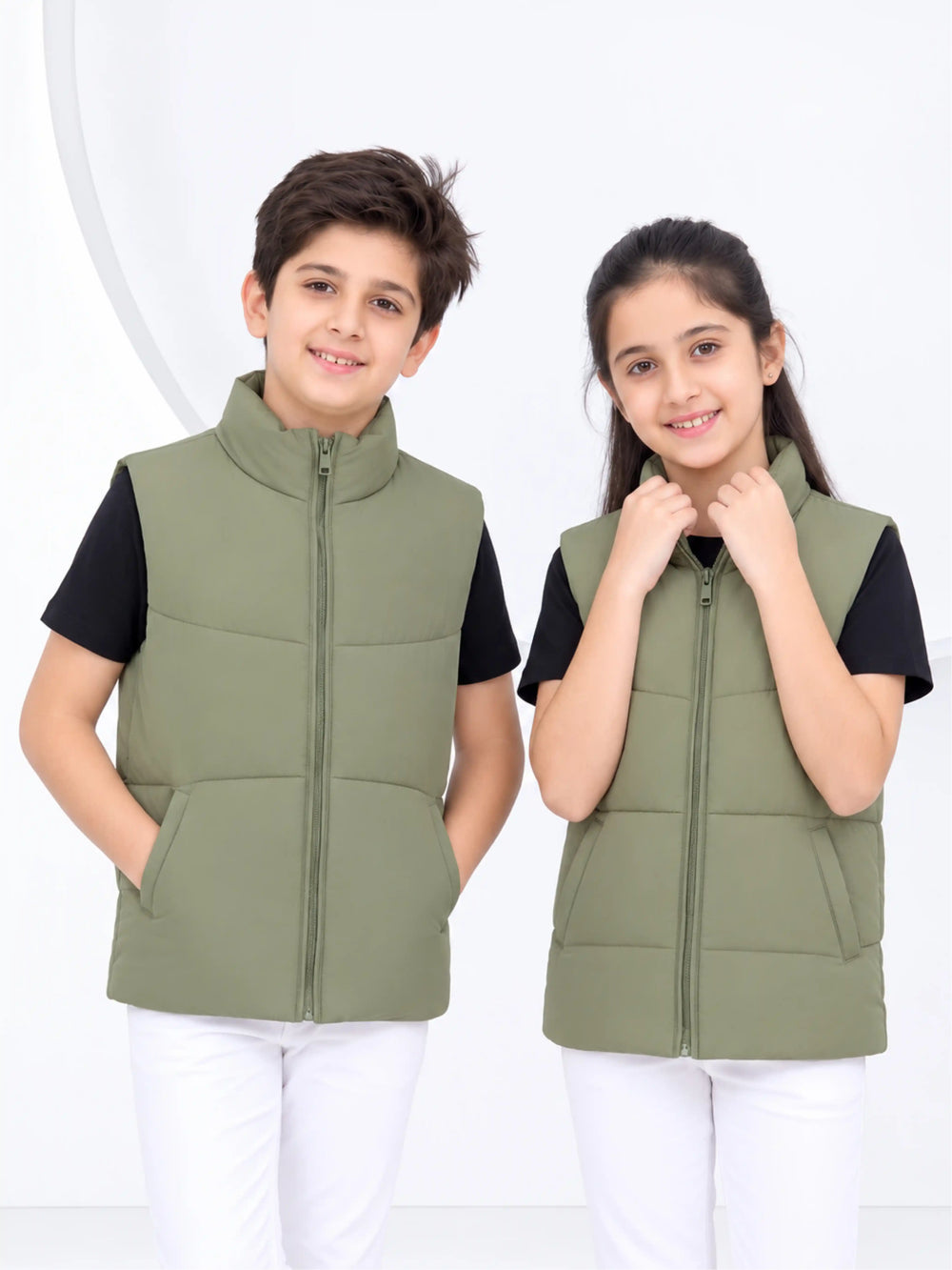 Sage Green Puffer Jacket - Kids