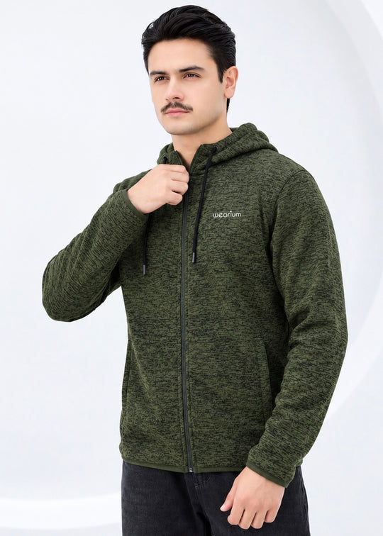 Olive Textured  Roma - Hoodie