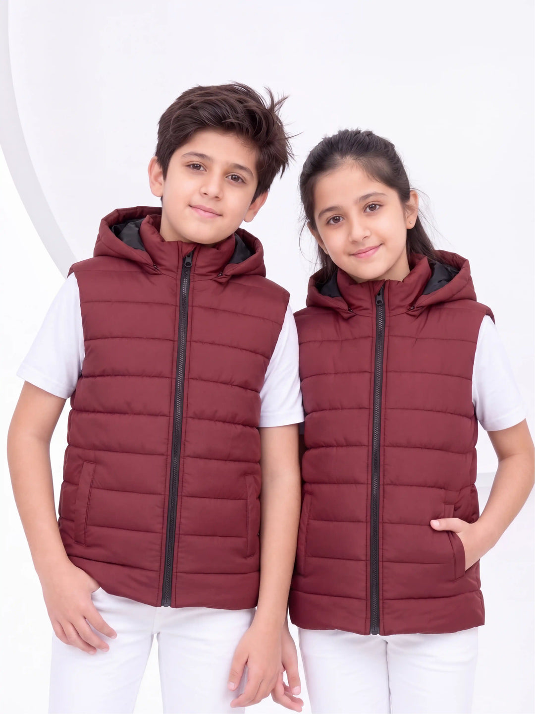Removable Hood Puffer Jacket - Maroon Kids