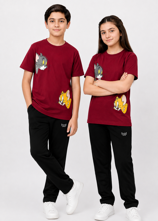 Tom & Jerry - Maroon Cotton Twinset