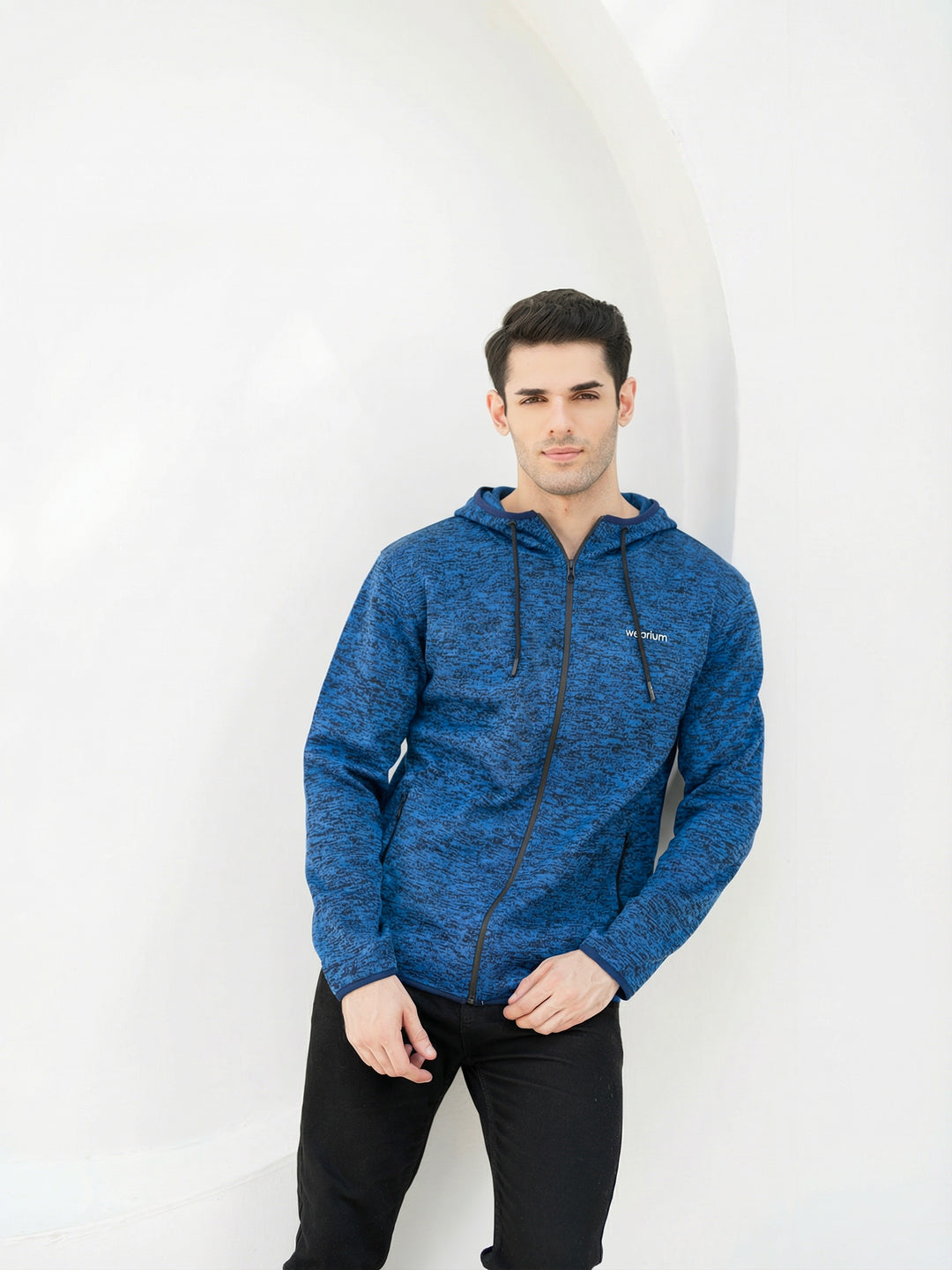 Blue Textured  Roma - Hoodie