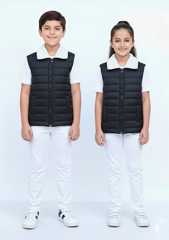 Elegant Sherpa Puffer - Black Kids