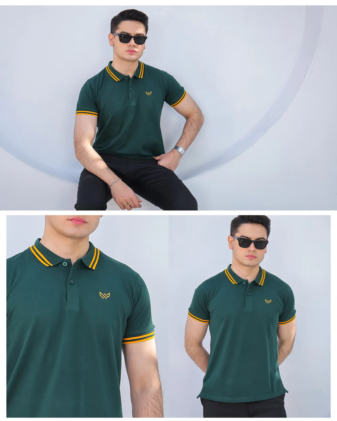 Gold Green - Tipping Cotton Polo