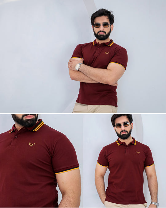 Excellence Maroon Polo - Premium Cotton