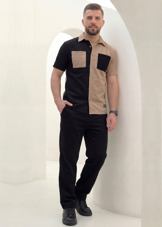 Dune Split - Khaki/Black Premium Safari Suit