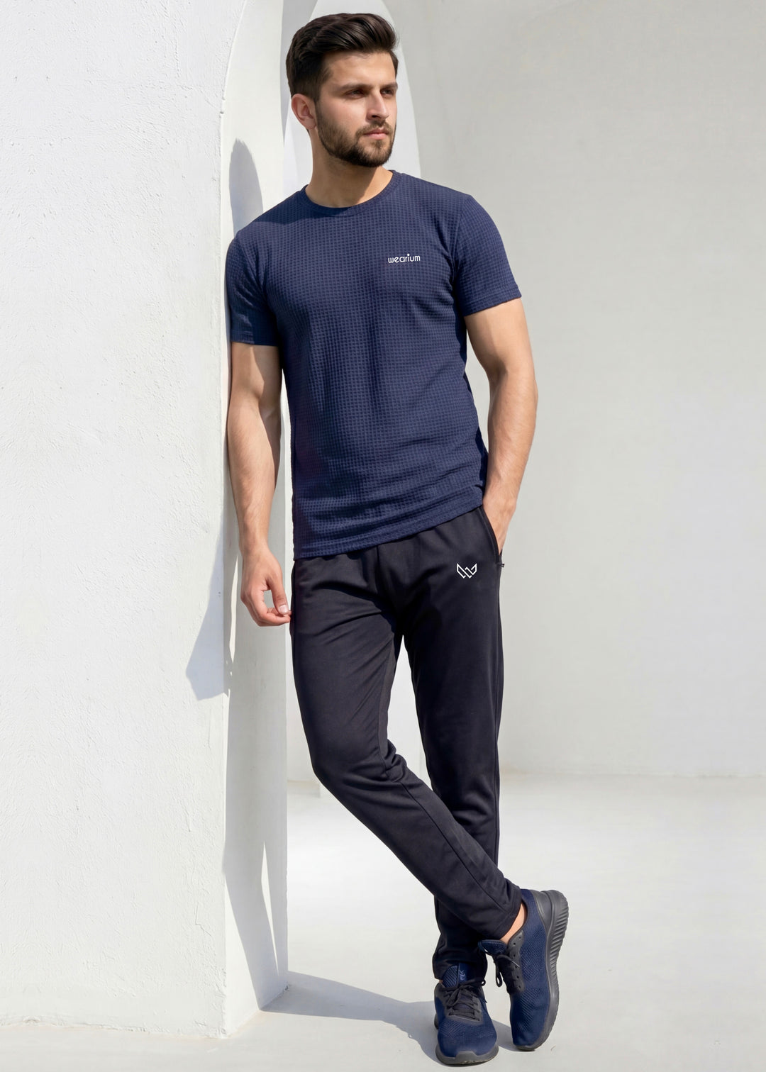 Grid Knit Navy - Premium Tracksuit
