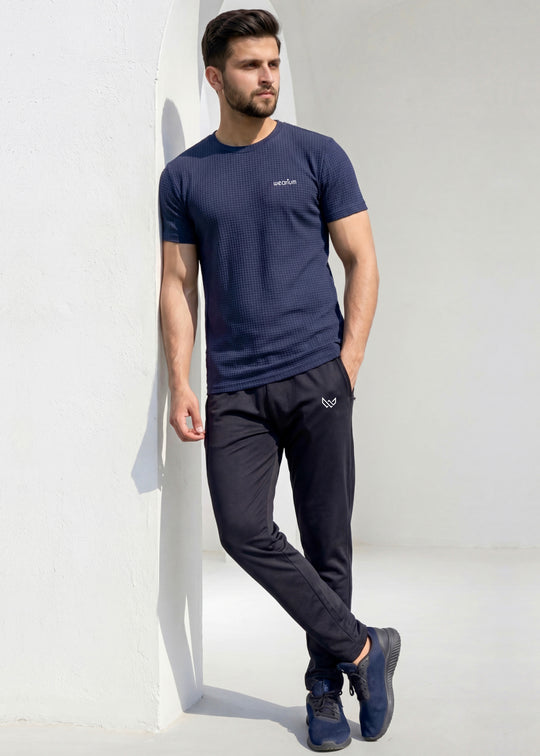 Grid Knit Navy - Premium Tracksuit