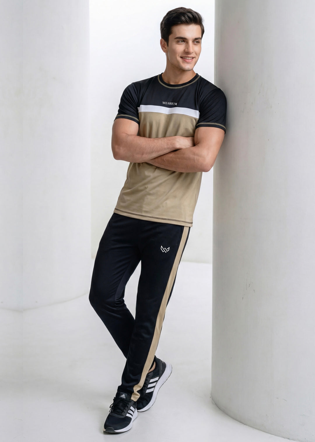 Tan Trimmed 5-Thread - Dri-Fit Tracksuit