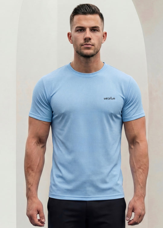 Imported Mesh Block Tee - Sky Blue