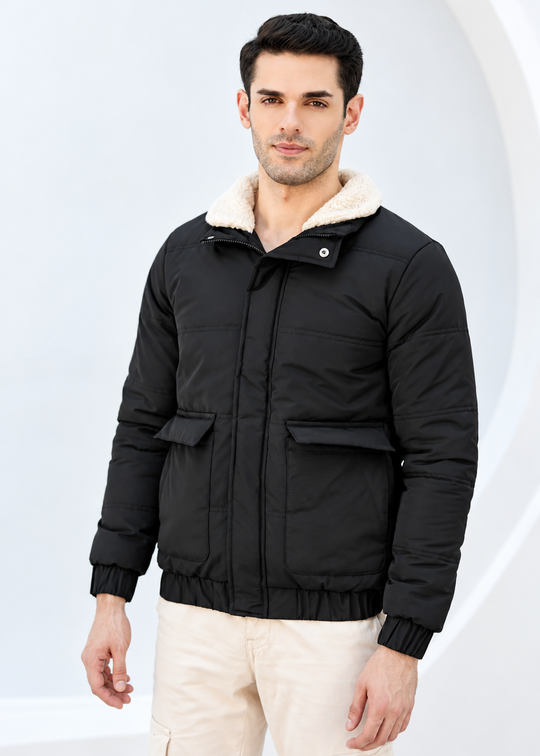 Solid Sherpa Sheild Jacket - Black