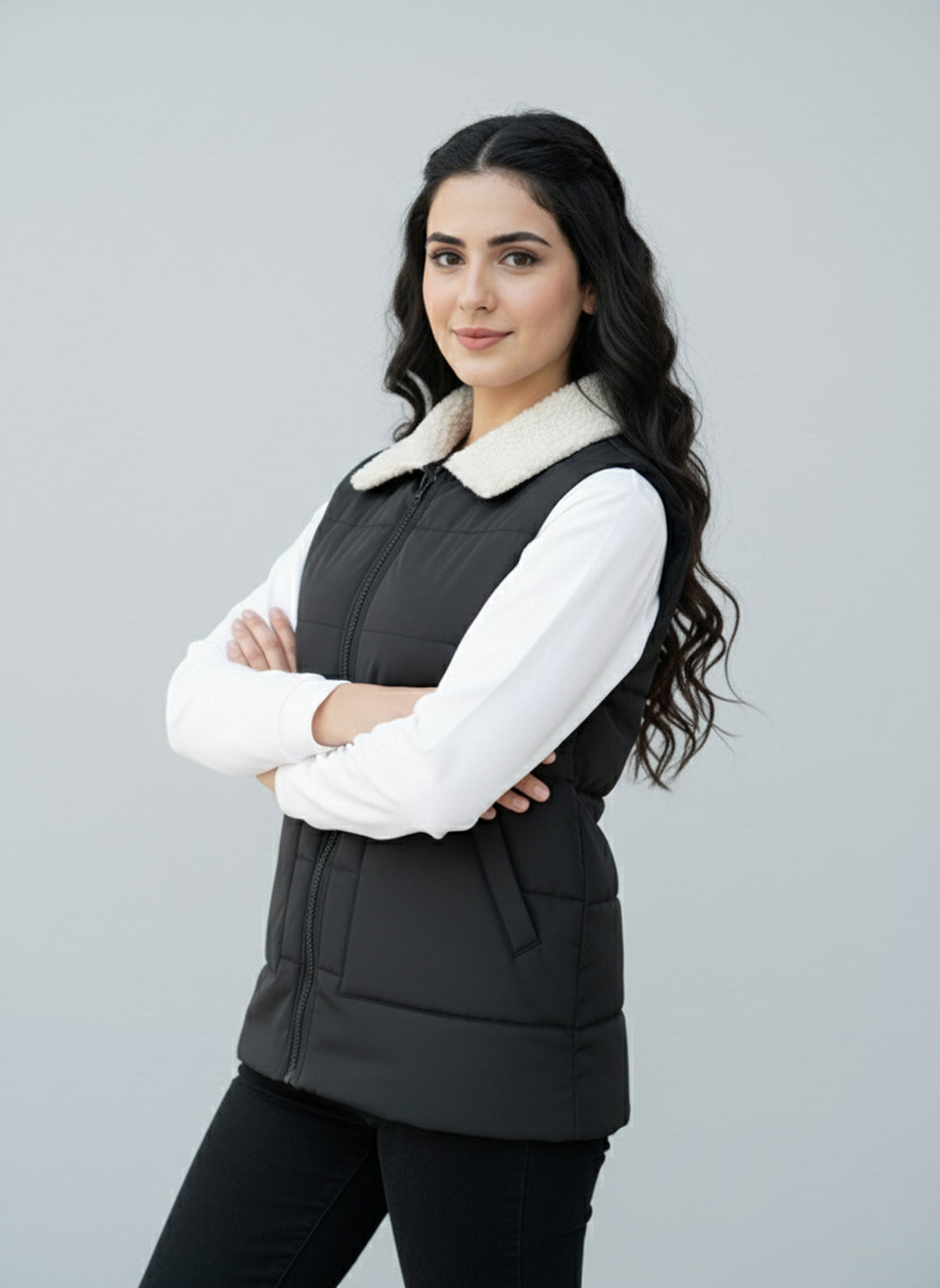 Shearling Collar Classic - Black Vest