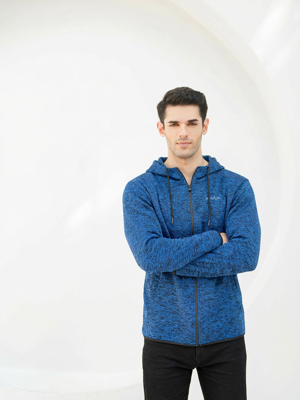Blue Textured  Roma - Hoodie
