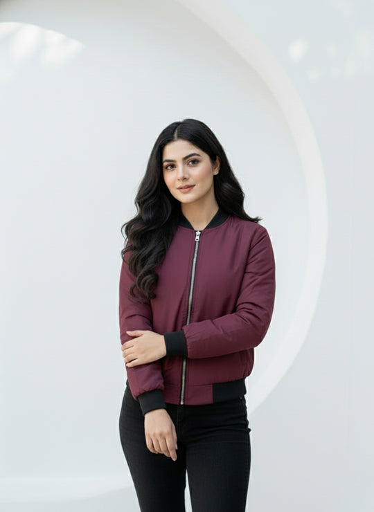Burgundy Black Trim Jacket - Superior Quality