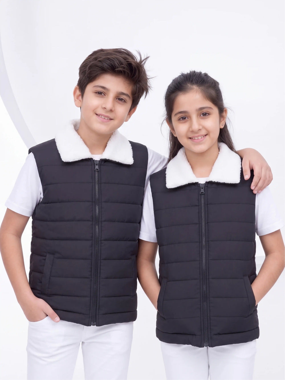 Elegant Sherpa Puffer Jacket - Black Kids