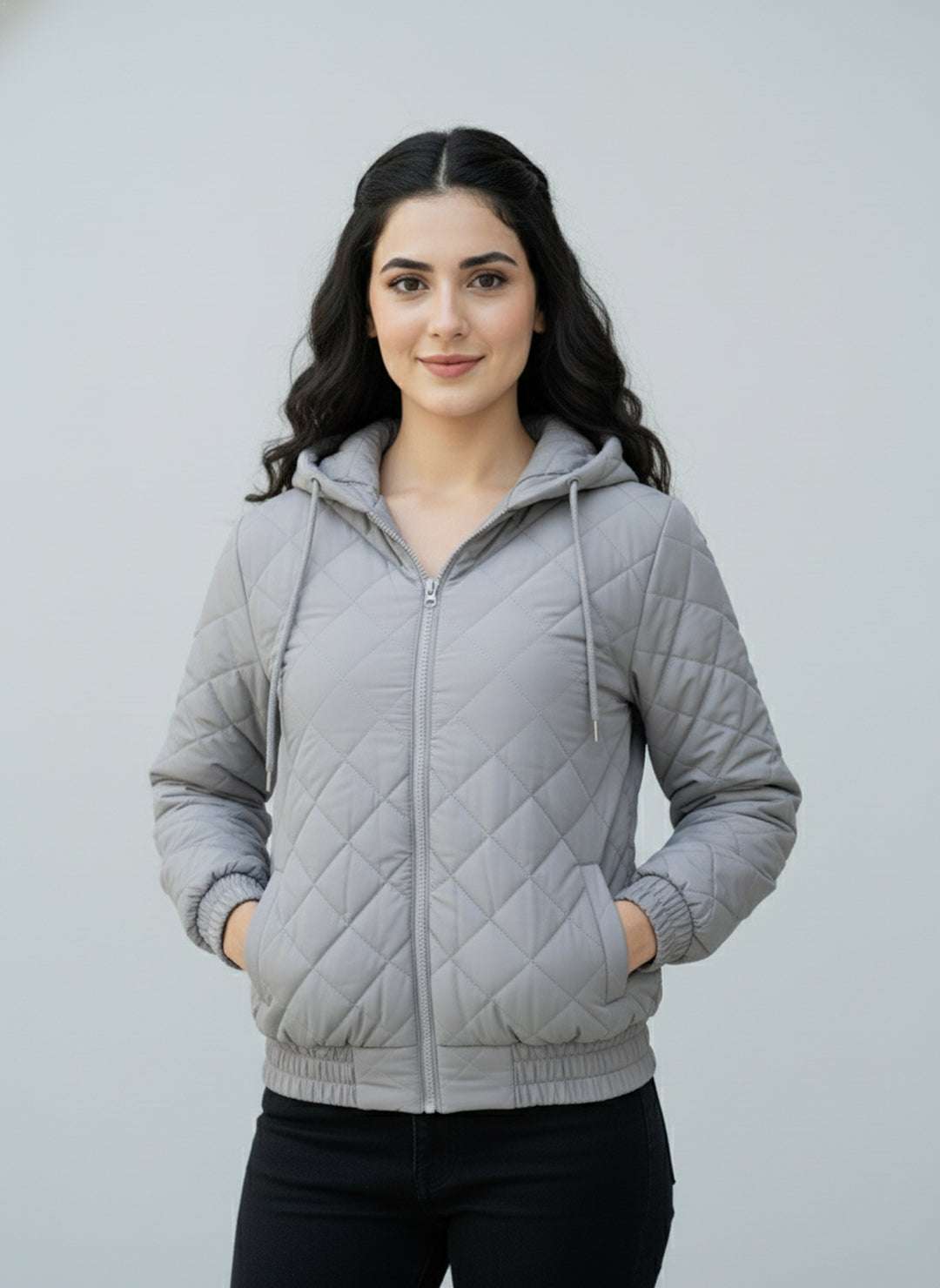Diamond Quilted Jacket - High Value Silver