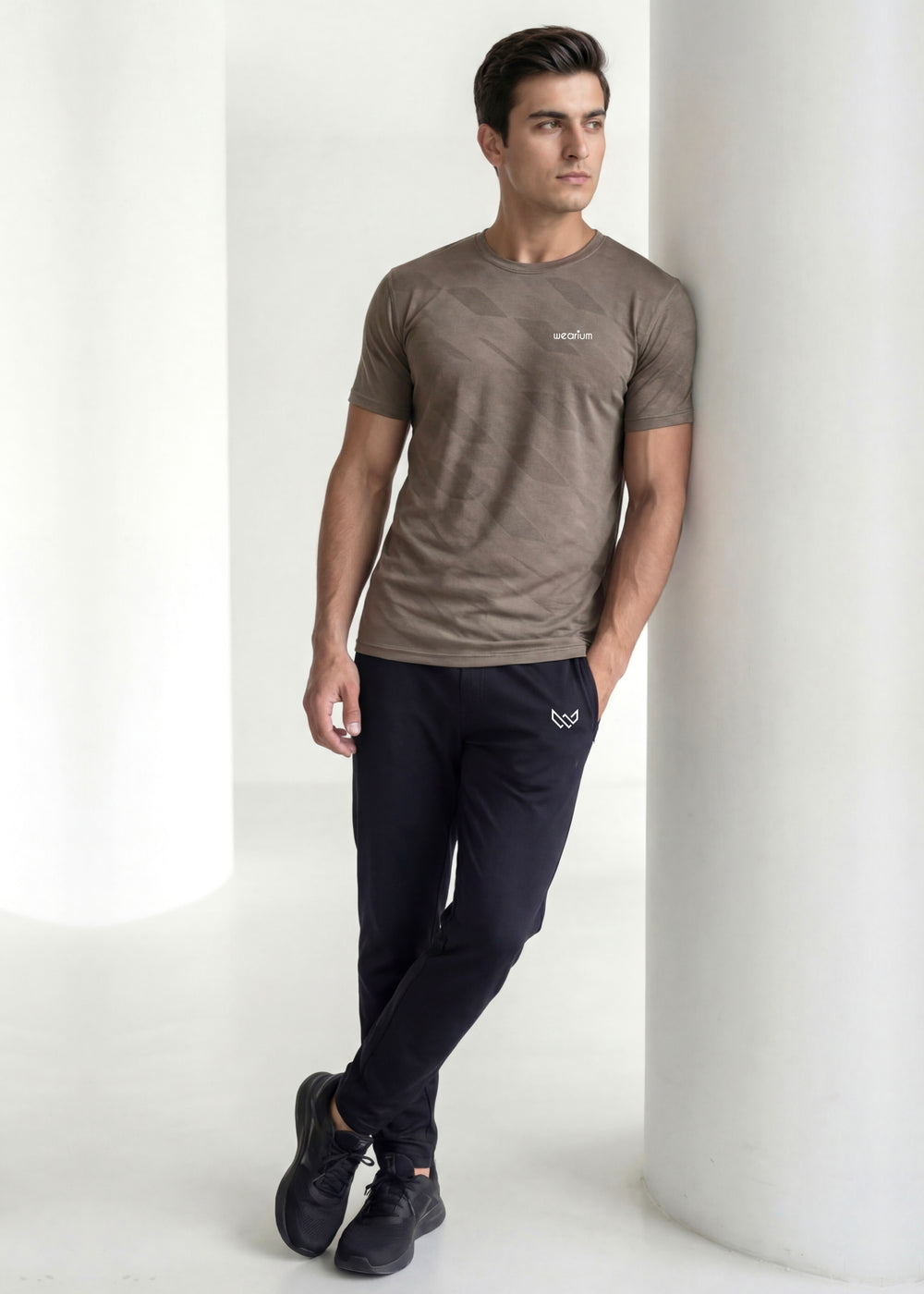 Geometric Jacquard Khaki - Spendex Tee Tracksuit