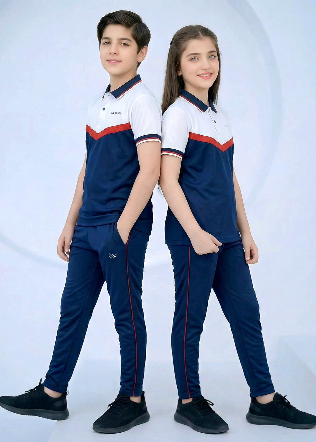 Red Accent Polo - Kids Dri-Fit Tracksuit