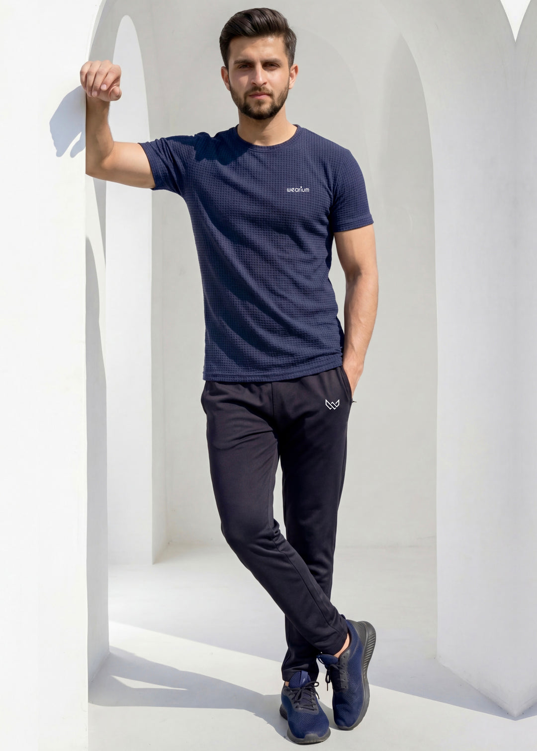 Grid Knit Navy - Premium Tracksuit