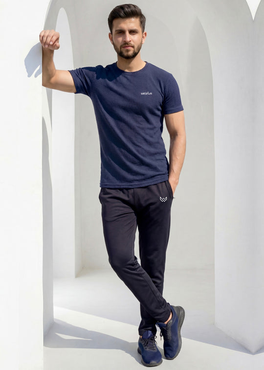 Grid Knit Navy - Premium Tracksuit