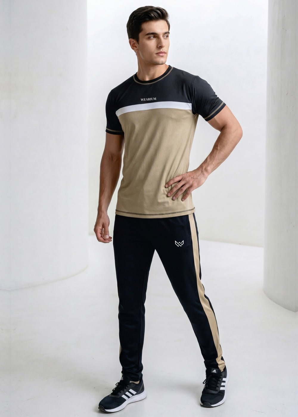 Tan Trimmed 5-Thread - Dri-Fit Tracksuit