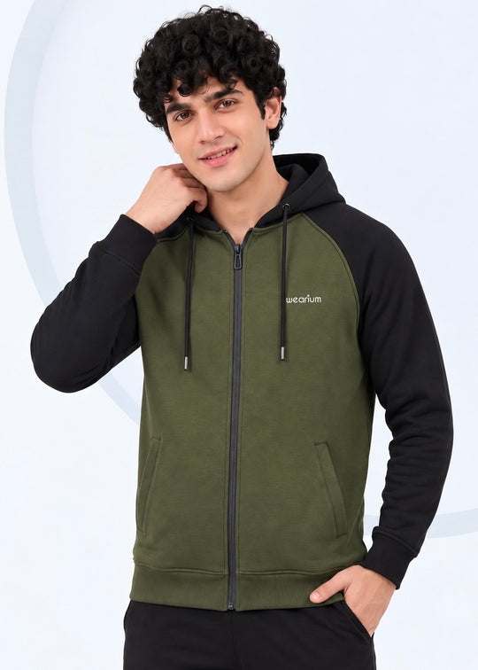 Core Contrast Premium Cotton – Olive Green & Black
