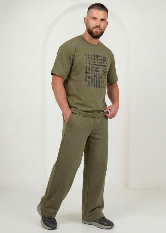 Premium Blockprint Co-ord - Olive Lounge Set
