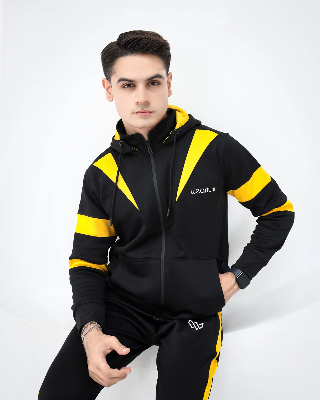 Men's black and yellow hoodie