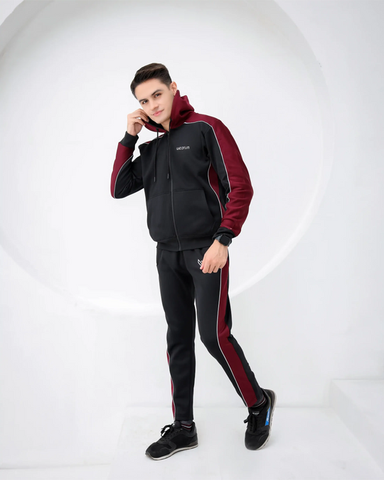 Men's black and burgundy tracksuit
