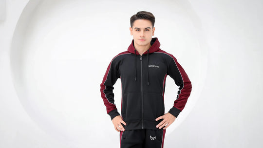 Men's burgundy zipper hoodie