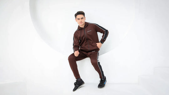 Zip-up brown tracksuit